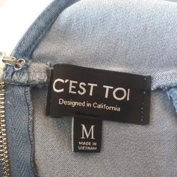 C'est Toi women's size M denim sleeveless jumpsuit - Picture 13 of 16